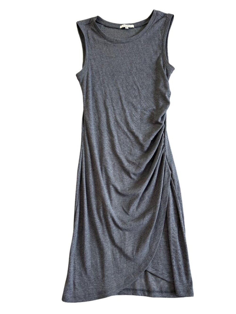 Z Supply Womens Sz XS Sleeveless Gray Ruched Midi Dress
